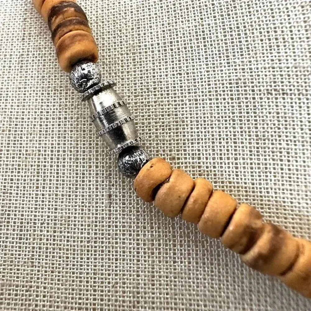Bone cross coconut shell beaded pendent necklace
